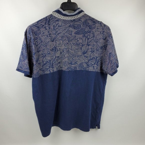 Colours By Alexander Julian 1/4 Button Polo Shirt Mens XL Blue Floral Design - Picture 5 of 7